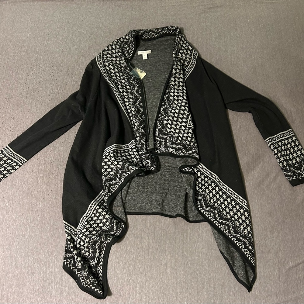 Dana Buchman Black and Gray Kimono Cardigan